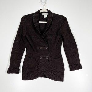 Poles Double Breasted Wool Blend‎ Knitted Sweater Brown Womens Size Small